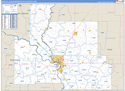 Sioux City Metro Area Wall Map Basic Style 2026